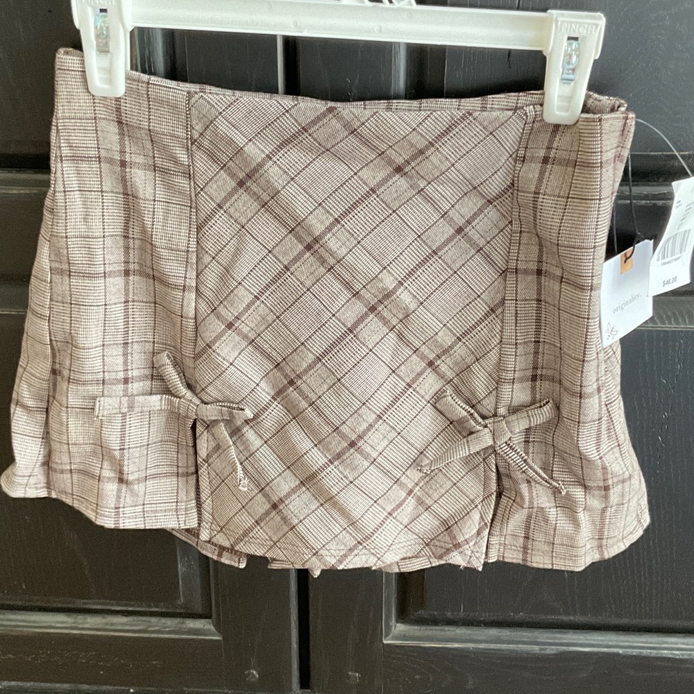 Be Original Beige Plaid Skort NWT SZ S